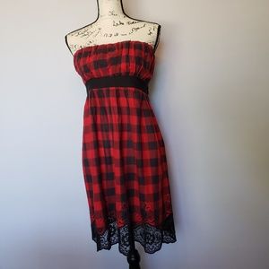 Adorable Buffalo Check Strapless Dress
